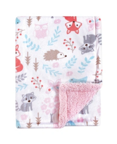 Hudson Baby Plush Blanket With Sherpa Backing One Size In Girl Woodland