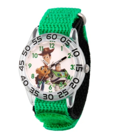 Ewatchfactory Kids' Boy's Disney Toy Story 4 Woody, Buzz Lighter Green Plastic Time Teacher Strap Watch 32mm