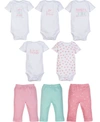 MIRACLE BABY BOYS AND GIRLS 5-PACK SHORT SLEEVE BODYSUIT AND 3-PACK PANT OUTFIT