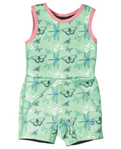 Splash About Kids' Little Girl's Jammer Wetsuit With Swim Diaper Dragonfly In Green