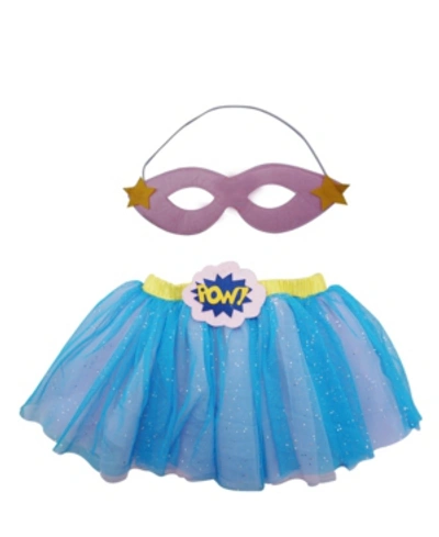 Popatu Baby Girl Supergirl Tutu And Eyecover Dress-up Set In Blue