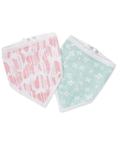 Aden By Aden + Anais Kids'  Baby Girls 2-pack Cotton Printed Bandana Bibs In Pink