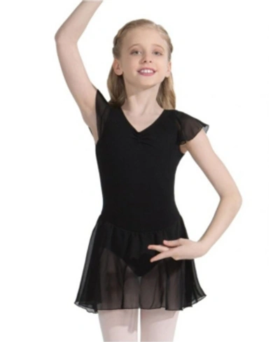 Capezio Kids' Big Girls Flutter Sleeve Dress In Black