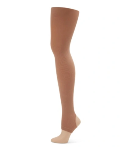 Capezio Kids' Little Girls Ultra Soft Self Knit Waistband Stirrup Tight In Nude Or Na