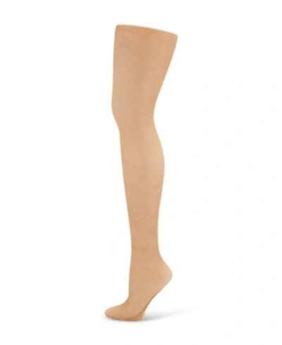 Capezio Kids' Little And Big Girls Professional Fishnet Seamless Tight In Honey Brow