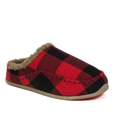 Deer Stags Kids' Little And Big Boys Slipperooz Lil Nordic S.u.p.r.o. Sock Cushioned Indoor Outdoor Clog Slipper In Red/black