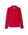 French Toast Big Girls Long Sleeve Interlock Knit Polo With Picot Collar In Red