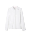 French Toast Plus Girls Long Sleeve Interlock Knit Polo With Picot Collar In White