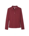 French Toast Little Girls Long Sleeve Interlock Knit Polo With Picot Collar In Burgundy