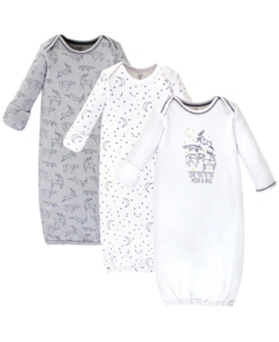 Touched By Nature Baby Boy And Girl Organic Cotton Gown, 3 Pack In Constellation