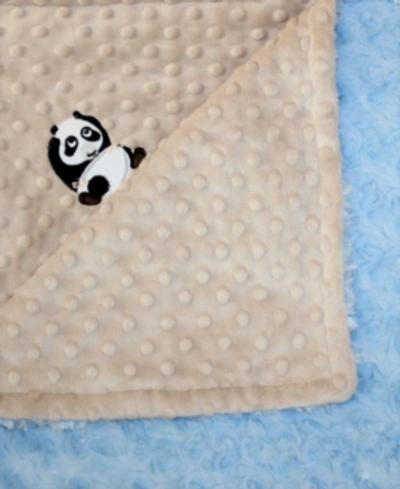 Lil' Cub Hub Kids' Minky Baby Boy Blanket With Embroidered Panda In Mocha Blue