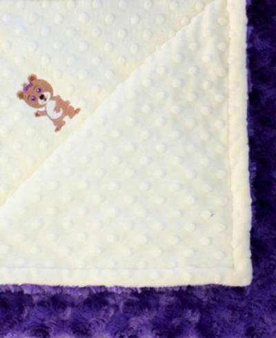 Lil' Cub Hub Kids' Minky Baby Girl Blanket With Embroidered Girl Bear In Yellow/purple