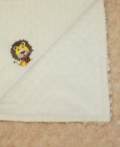 Lil' Cub Hub Minky Baby Boy Girl Blanket With Embroidered Lion In Ivory Came