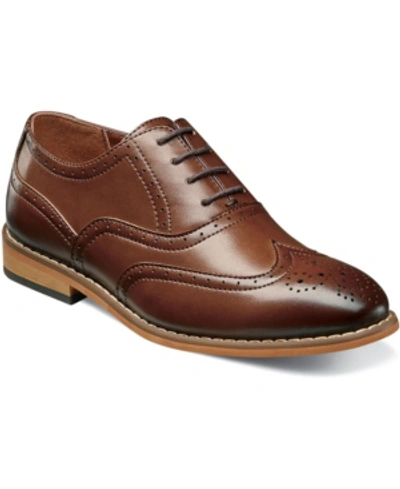 Stacy Adams Kids' Little Boy Dunbar Wingtip Oxford Shoe In Cognac