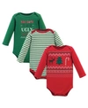 LITTLE TREASURE BABY BOY LONG-SLEEVE COTTON BODYSUITS, 3 PACK