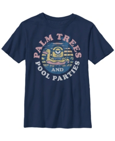 Fifth Sun Kids' Despicable Me Big Boy's Minions Palm Trees Parties Short Sleeve T-shirt In Navy