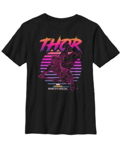 Fifth Sun Kids' Marvel Big Boy's Thor Ragnarok 80s Retro Sunset Halftone Hero Short Sleeve T-shirt In Black