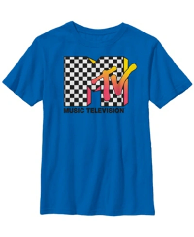 Fifth Sun Kids' Mtv Big Boy's Classic Checkered Logo Short Sleeve T-shirt In Royal