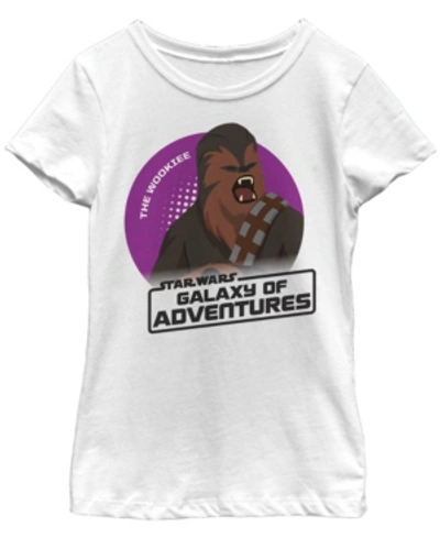 Fifth Sun Kids' Star Wars Big Girl's Galaxy Of Adventures Chewbacca Roar B1p Short Sleeve T-shirt In White