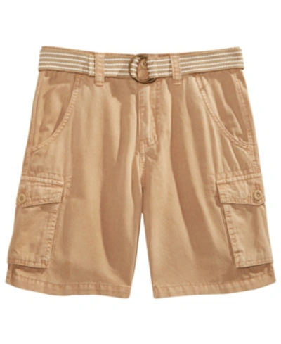 Ring Of Fire Kids'  Big Boys Bobby Twill Cargo Shorts With D-ring Belt In Khaki