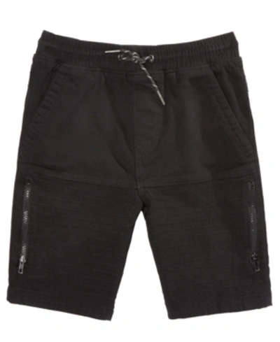 Ring Of Fire Kids'  Big Boys Biker Twill Moto Thigh Zipper Pockets Shorts In Black