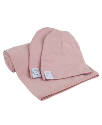 Ely's & Co. Kids' Jersey Cotton Swaddle Blankets With Baby Hat In Lavender