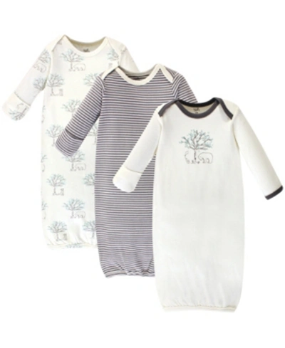 Touched By Nature Baby Boy And Girl Organic Cotton Gown, 3 Pack In Birch Tree