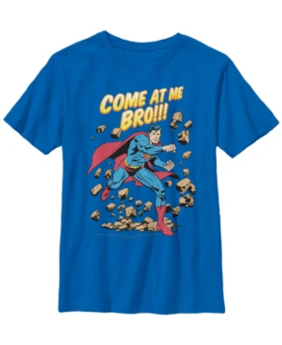 Fifth Sun Kids' Dc Comics Little And Big Boys Superman Come At Me Bro Short Sleeve T-shirt In Royal Blue