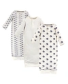 TOUCHED BY NATURE TOUCHED BY NATURE BABY GIRLS AND BOYS HEDGEHOG HENLEY GOWNS, PACK OF 3