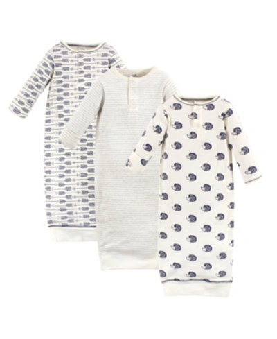 Touched By Nature Baby Girls And Boys Hedgehog Henley Gowns, Pack Of 3 In Multi