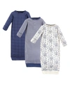 TOUCHED BY NATURE TOUCHED BY NATURE BABY GIRLS AND BOYS ELEPHANT HENLEY GOWNS, PACK OF 3