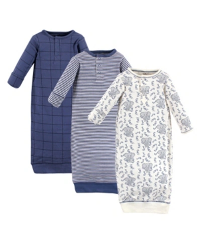 Touched By Nature Baby Girls And Boys Elephant Henley Gowns, Pack Of 3 In Multi