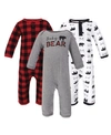 LITTLE TREASURE BABY GIRLS AND BOYS BEAR COVERALLS, PACK OF 3