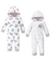 HUDSON BABY BABY BOY AND GIRL FLEECE JUMPSUITS, 2 PACK