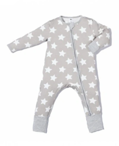 Earth Baby Outfitters Baby Boys And Girls Viscose From Bamboo White Star 2 Way Zippy Coverall In Gray
