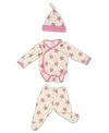 EARTH BABY OUTFITTERS BABY GIRLS VISCOSE FROM BAMBOO NEWBORN SET, 3 PIECE SET