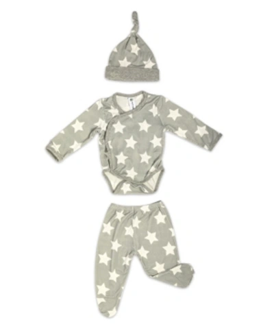 Earth Baby Outfitters Baby Boys Bamboo 3 Piece Star Newborn Set In Gray