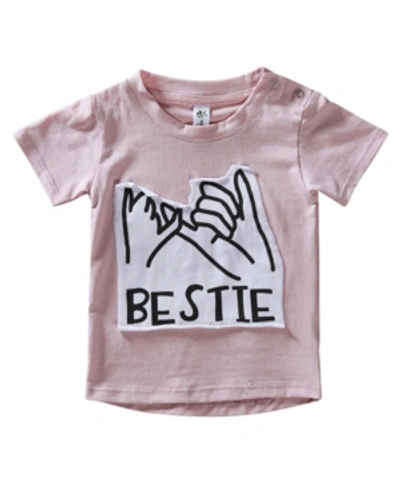 Earth Baby Outfitters Toddler Boys And Girls Organic Cotton Bestie Short Sleeve Patch T-shirts In Pink