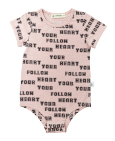 Earth Baby Outfitters Baby Girls Organic Cotton Follow Your Heart Bodysuit In Pink