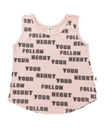 Earth Baby Outfitters Kids' Toddler Girls Organic Cotton Follow Your Heart Tank Top In Pink