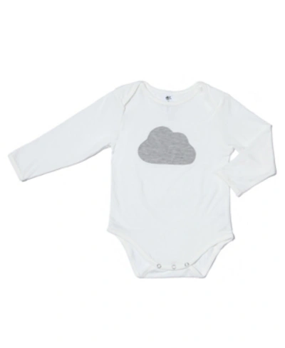 Earth Baby Outfitters Baby Boys And Girls Rayon From Bamboo Embroidery Cloud Long Sleeve Onesie In White