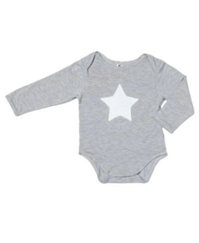 Earth Baby Outfitters Baby Boys Rayon From Bamboo Embroidery Star Long Sleeve Onesie In Gray