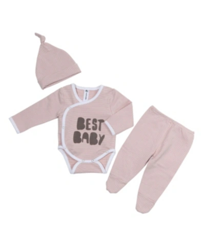 Earth Baby Outfitters Kids' Baby Girls Viscose From Bamboo 3 Piece Best Baby Newborn Set In Pink