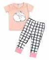 EARTH BABY OUTFITTERS BABY GIRLS SWAN PAJAMAS, 2 PIECE SET