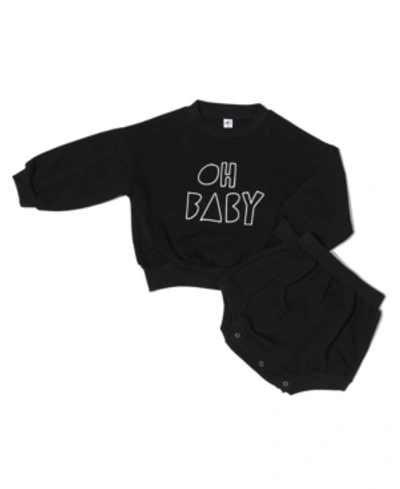 Earth Baby Outfitters Kids' Baby Girls Organic Cotton 2 Piece Baby Long Sleeve Sweater Set In Black