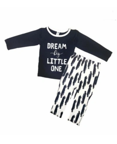 Earth Baby Outfitters Kids' Toddler Boys Viscose From Bamboo Long Sleeve 2 Piece Dream Big Little One Pajamas Set In Black