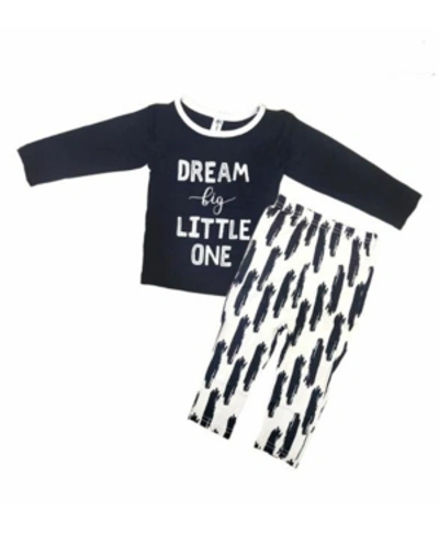 Earth Baby Outfitters Kids' Baby Boys Viscose From Bamboo Long Sleeve 2 Piece Dream Big Little One Pajamas Set In Black