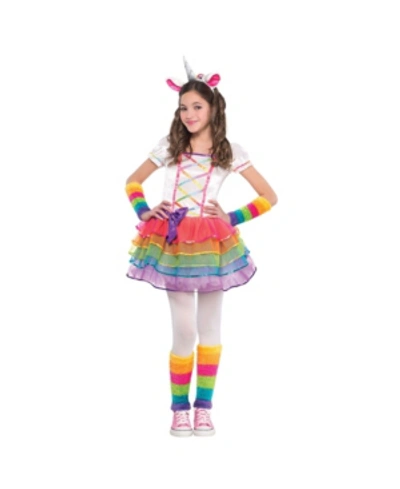 Amscan Kids' Big Girls Rainbow Unicorn Costume In Multi
