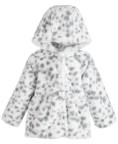 First Impressions Kids' Baby Girls Snow Leopard Faux Fur Coat, Created For Macy's In Angel White