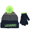 ABG ACCESSORIES TODDLER BOYS 2 PIECE LEGEND POM POM HAT WITH MATCHING GLOVES SET